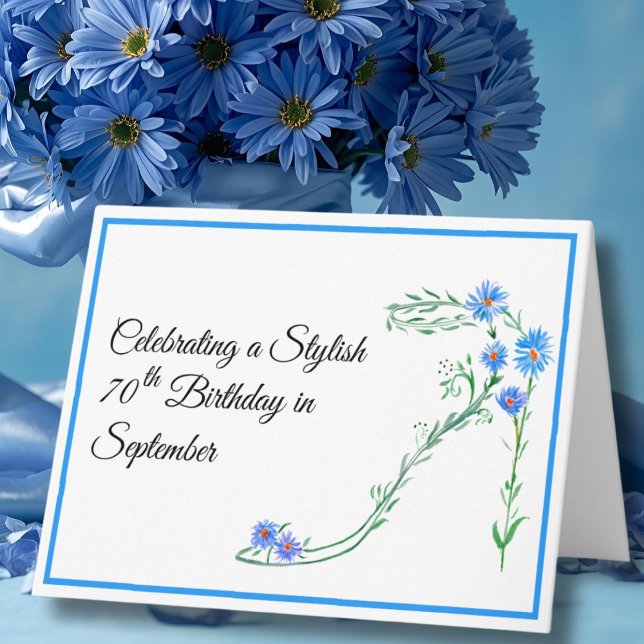 Tarjeta Feliz cumpleaños 70 de septiembre flores aster azu (Subido por el creador)