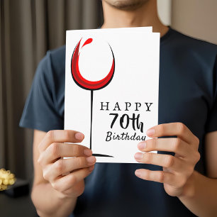 Tarjeta Feliz cumpleaños 70 de Vidrio Rojo