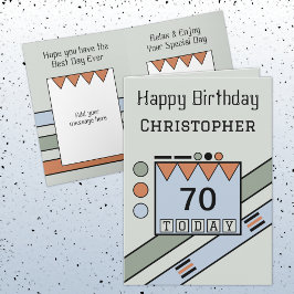 Tarjeta Feliz cumpleaños 70 hoy agregar nombre azul