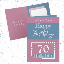 Tarjeta Feliz cumpleaños 70 hoy azul rosado