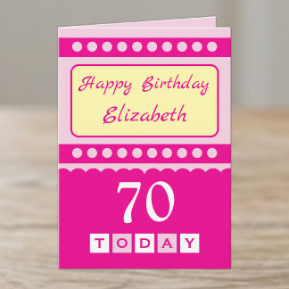Tarjeta Feliz cumpleaños 70 hoy nombre rosa