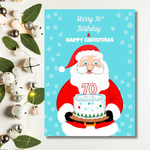 Tarjeta Feliz cumpleaños 70 Navidades Santa