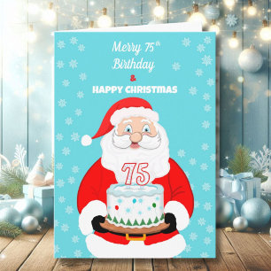 Tarjeta Feliz Cumpleaños 75 Navidad Santa 