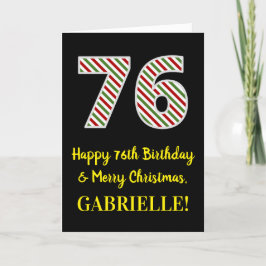 Tarjeta Feliz cumpleaños 76 y Feliz Navidad, nombre person