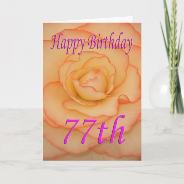 Tarjeta Feliz cumpleaños 77 Flor (Anverso)