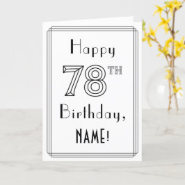 Tarjeta Feliz cumpleaños 78, estilo Art Deco con nombre pe