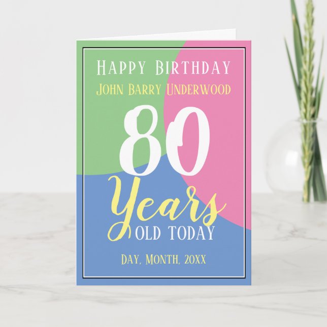 Tarjeta Feliz cumpleaños 80 (Anverso)