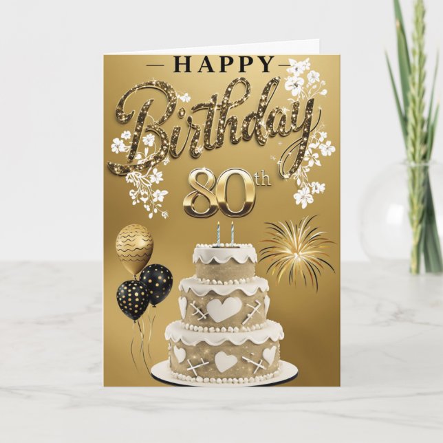 Tarjeta Feliz cumpleaños 80 (Anverso)