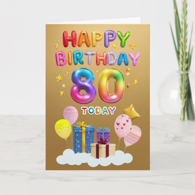 Tarjeta Feliz cumpleaños 80 (Anverso)