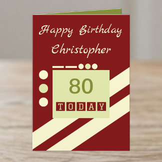 Tarjeta Feliz cumpleaños 80 hoy agregar nombre burdeos