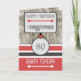 Tarjeta Feliz cumpleaños 80 hoy se llama gris rojo