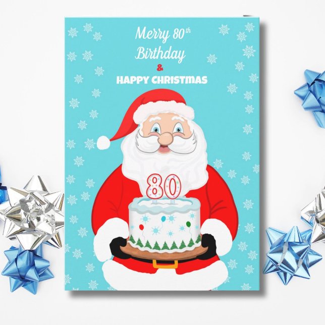 Tarjeta Feliz Cumpleaños 80 Navidad Santa  (Subido por el creador)