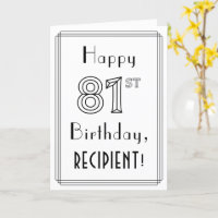 Feliz cumpleaños 81, estilo Art Deco con nombre pe