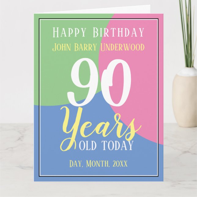 Tarjeta Feliz cumpleaños 90 (Anverso)
