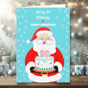 Tarjeta Feliz cumpleaños 90 Navidades Santa