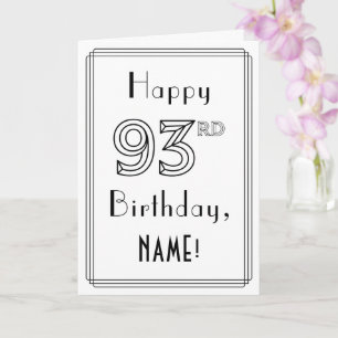 Tarjeta Feliz cumpleaños 93, estilo Art Deco con nombre pe