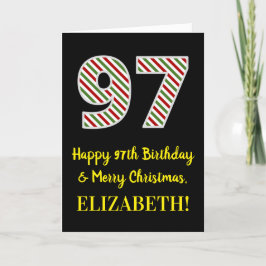 Tarjeta Feliz cumpleaños 97 y Feliz Navidad, nombre person
