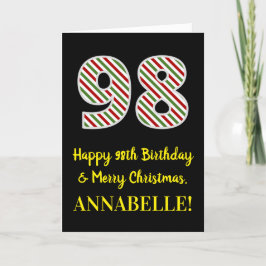 Tarjeta Feliz cumpleaños 98 y Feliz Navidad, nombre person