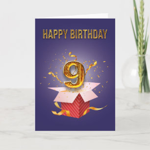 Tarjeta Feliz cumpleaños 9 básico