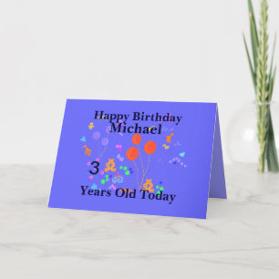 Tarjeta Feliz cumpleaños a 3 años