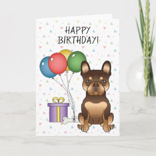 Tarjeta Feliz Cumpleaños a Bulldog Francés de Chocolate y