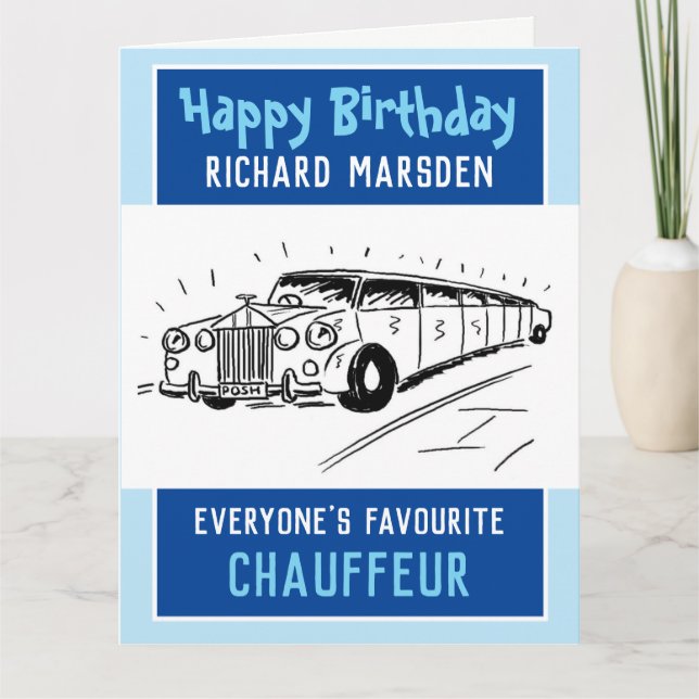 Tarjeta Feliz cumpleaños a Chauffeur o conductor (Anverso)