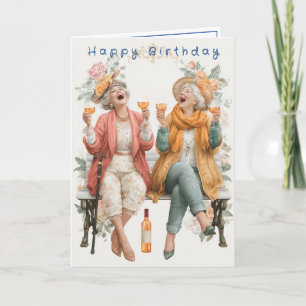 Tarjeta Feliz Cumpleaños a Dos Señoras Divertidas y Borrac