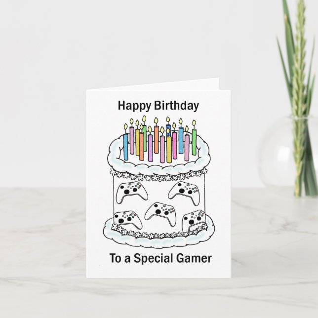 Tarjeta Feliz cumpleaños a Gamer (Anverso)