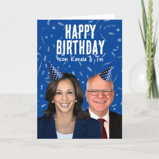 Tarjeta Feliz cumpleaños a Kamala y Tim