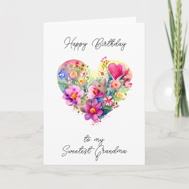 Tarjeta Feliz cumpleaños a la abuela más dulce (Anverso)