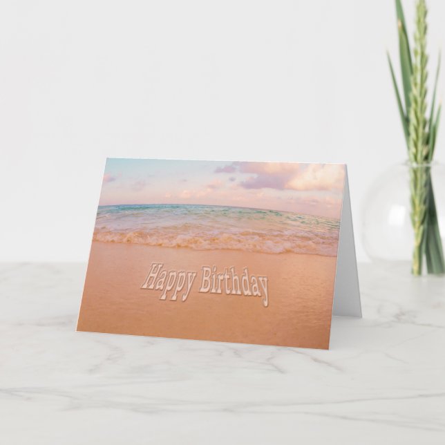 Tarjeta Feliz cumpleaños a la carta de olas de playa (Anverso)