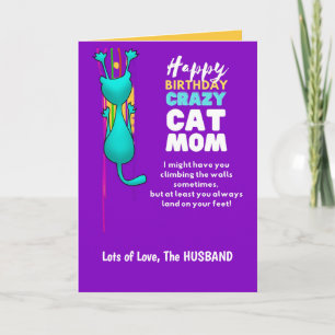 Tarjeta Feliz cumpleaños a la CAT MOM esposa de parte del 