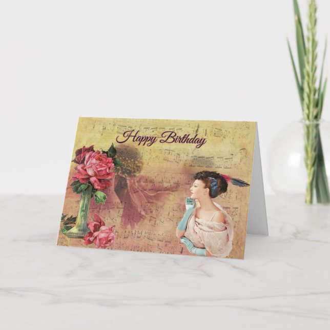 Tarjeta Feliz cumpleaños a la dama de honor con Rosas (Anverso)