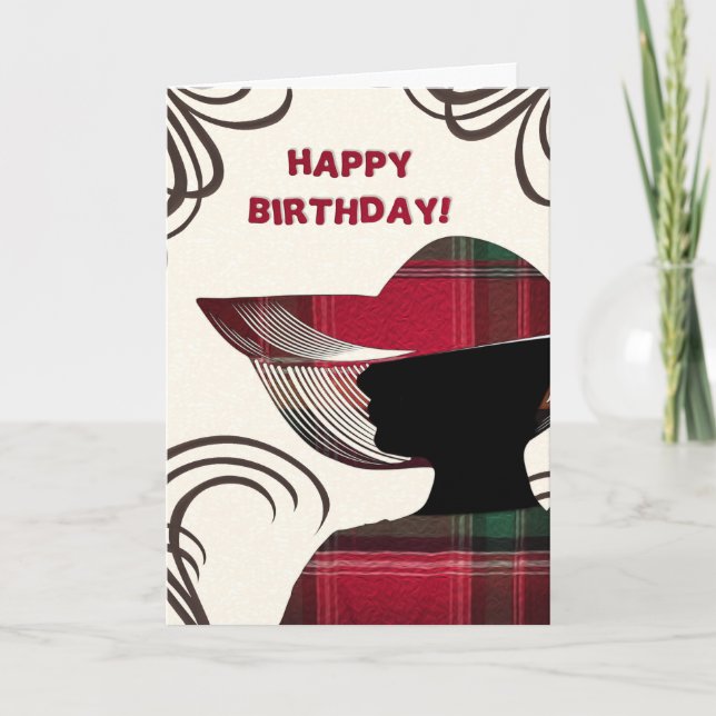 Tarjeta Feliz cumpleaños a la elegante mujer madrás (Anverso)