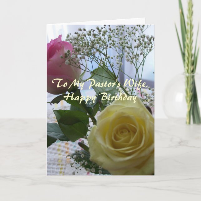 Tarjeta Feliz cumpleaños a la esposa del pastor - Rosas (Anverso)