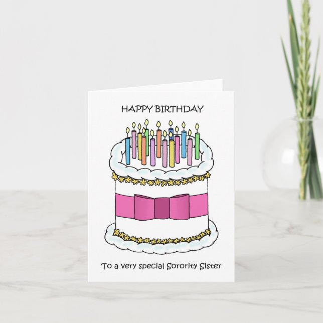 Tarjeta Feliz cumpleaños a la hermana de Sorority (Anverso)