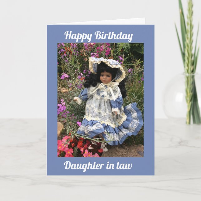 Tarjeta Feliz cumpleaños a la ley Black doll 3 (Anverso)