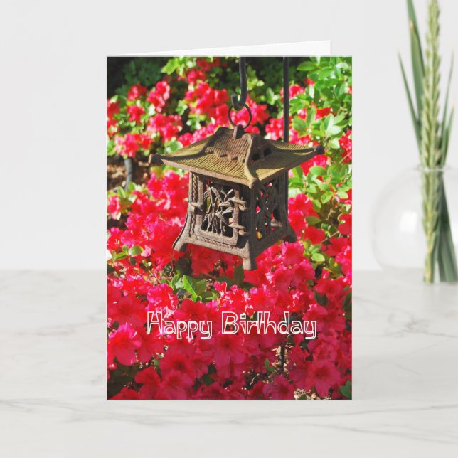 Tarjeta Feliz cumpleaños a la linterna japonesa y las Azal (Anverso)