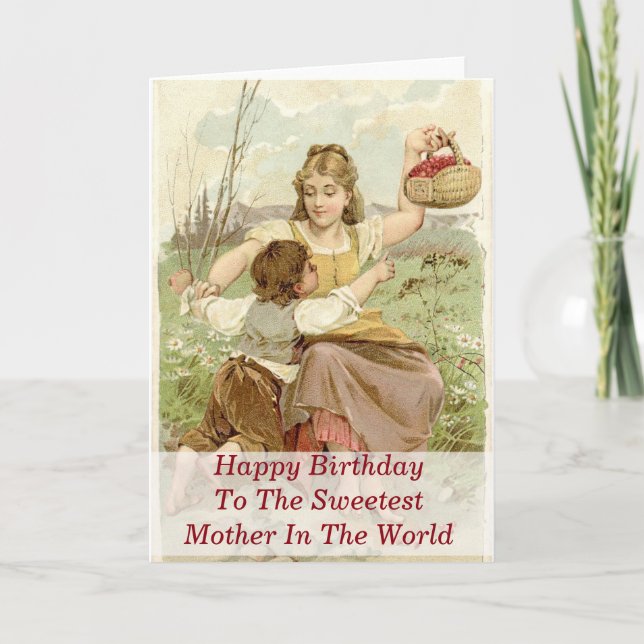 Tarjeta Feliz Cumpleaños A La Madre Más Dulce Del Mundo (Anverso)