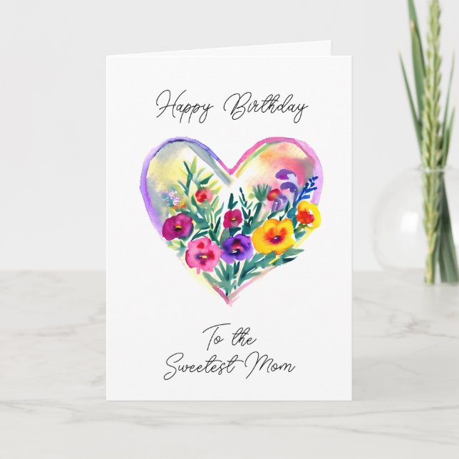 Tarjeta Feliz cumpleaños a la mamá más dulce (Anverso)