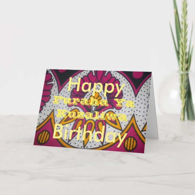 Tarjeta Feliz cumpleaños a la manera africana Furaha ya Ku (Anverso)
