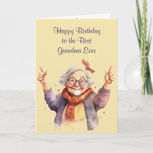 Tarjeta Feliz cumpleaños a la mejor abuela jamás divertida (Anverso)