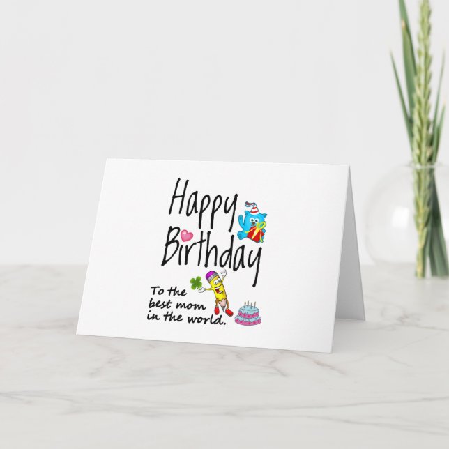 Tarjeta Feliz cumpleaños a la mejor madre del mundo (Anverso)