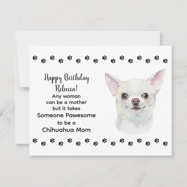 Tarjeta Feliz cumpleaños a la mejor madre del perro de Chi (Anverso)