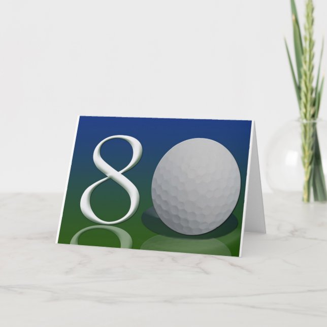Tarjeta Feliz cumpleaños a la nuez de golf de 80 años (Anverso)