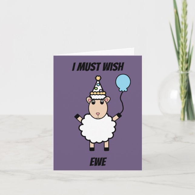 Tarjeta Feliz cumpleaños a la oveja Wish Ewe Funny Persona (Anverso)