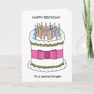 Tarjeta Feliz cumpleaños a la pastelería Forager y las vel