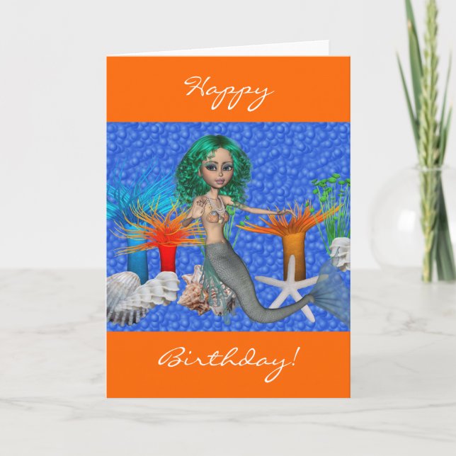 Tarjeta Feliz cumpleaños a la sirena (Anverso)