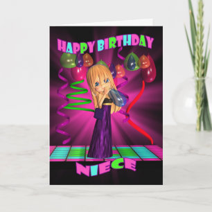Tarjeta Feliz cumpleaños a la sobrina con una pequeña y pe