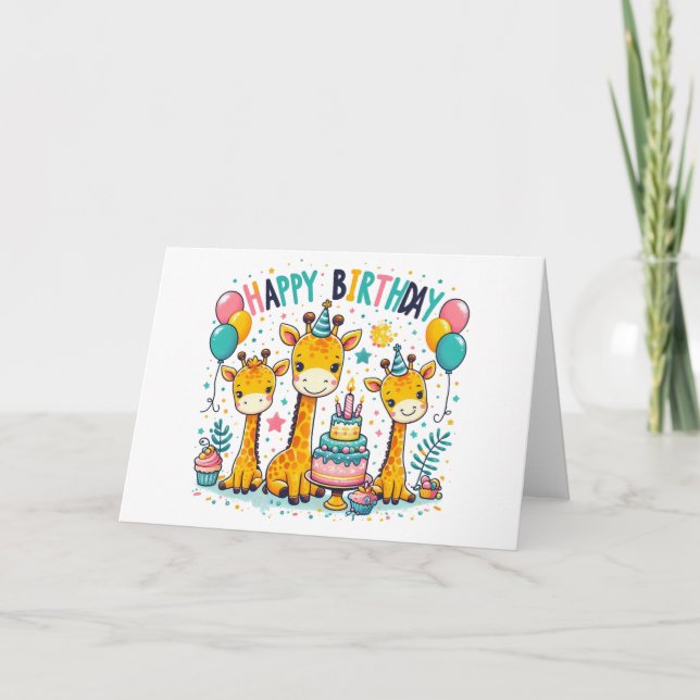 Tarjeta Feliz cumpleaños a las jirafas (Anverso)